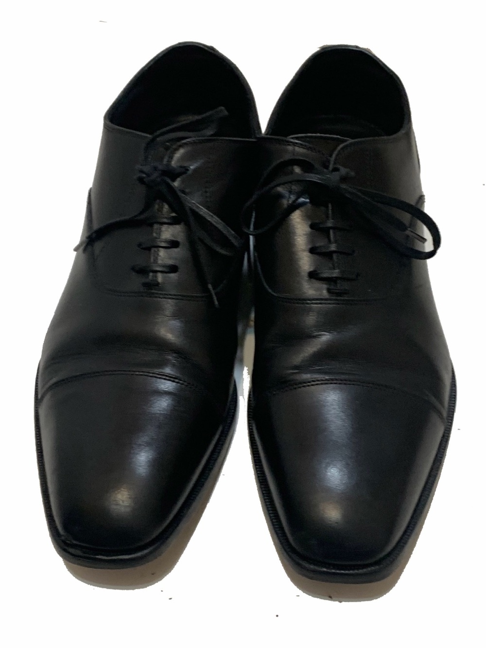 Suitsupply Men's Black Leather Cap-Toe Derby Shoes